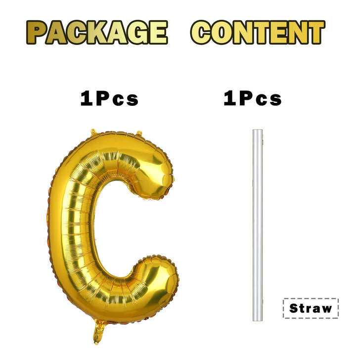 40 Inch Giant Gold Letter C Balloon Birthday Party Decorations Mylar Foil Big Alphabet Helium Balloon, 40 Pieces