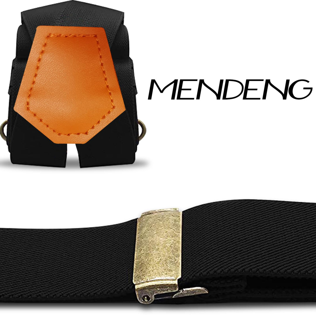 Men Black Y Back Suspenders Bronze Snap Hooks Braces for Wedding Party