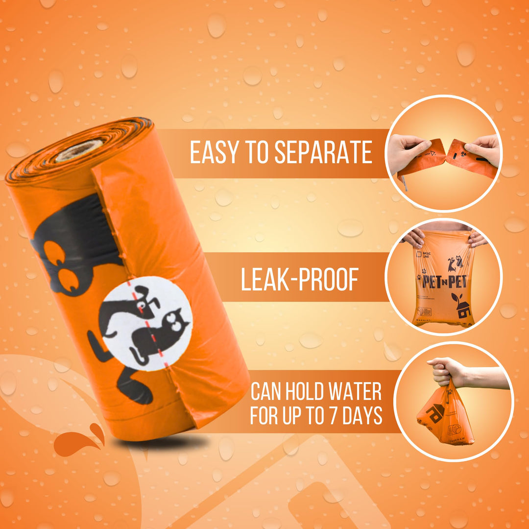 Pet N Pet 1080 Counts Orange Poop Bags for Dogs, 38% Plant Based &amp; 62% PE Extra Thick Dog Poop Bags Rolls, 9 x 13, Unscented Pet Waste Bag