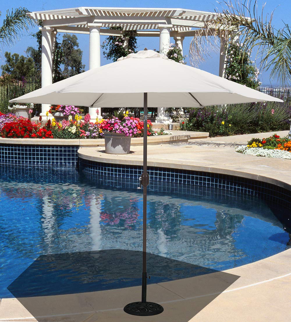 Canvas white : TropiShade 9 ft Bronze Aluminum Market Umbrella with Canvas Antique White Polyester Cover