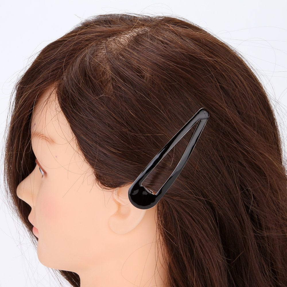 Pack of 10 Large Metal Stoving Varnish Hair Snap Clips,3.5 inch Long No-slip Hair Clips Barrettes For Women and Girls (Black)