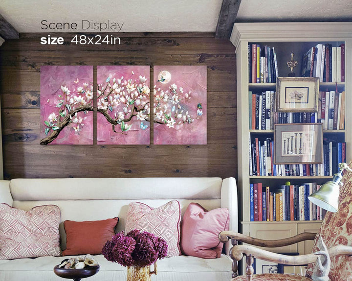 RAMEER Cherry Blossom Wall Art Floral Wall Decor Living