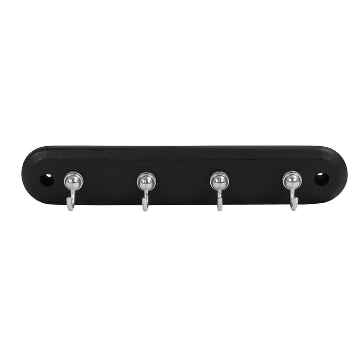 Four Hook Key Rack, Walnut Wood/Satin Nickel Hooks