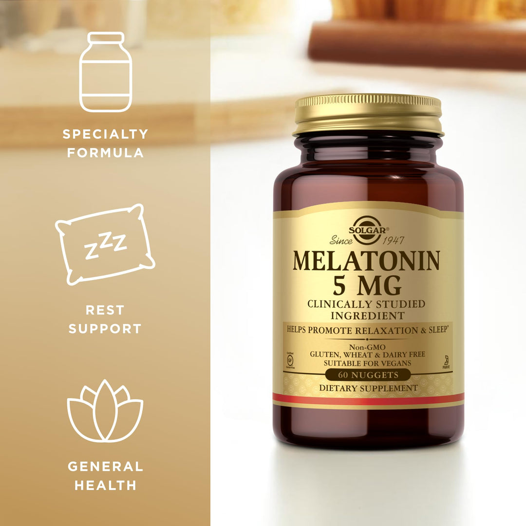 Solgar Melatonin 5 mg - 60 Nuggets - Helps Promote Rela