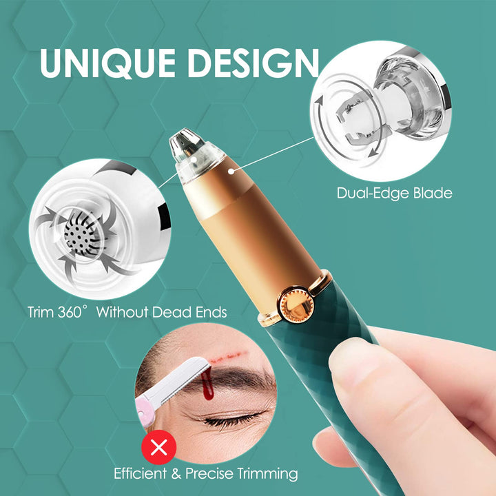 Rechargeable Eyebrow Trimmer - Painless Nose Hair &amp; Eyebrow Hair Remover Precision Eyebrow Razor Electric Eyebrow Hair Shaper for Men Women, Hair Epilator for Eyebrow, Face, Lips, Nose, Ear