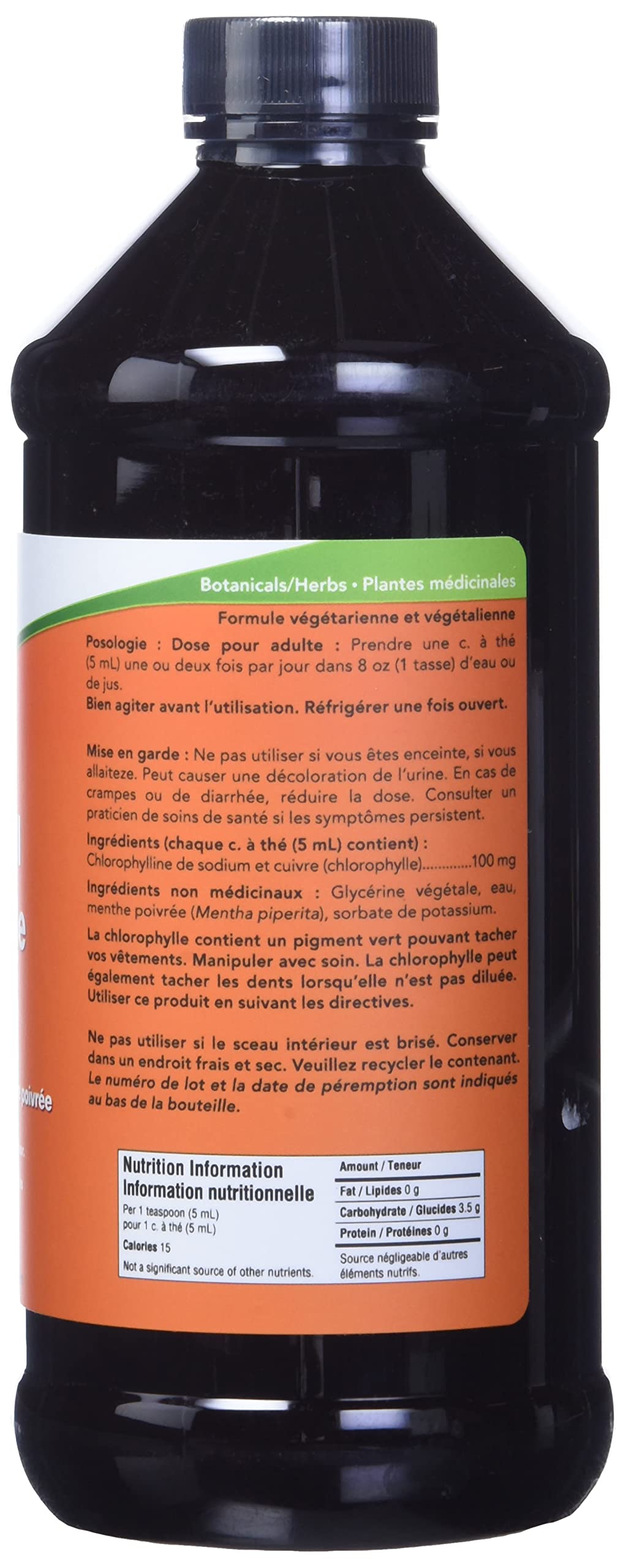 NOW Liquid Chlorophyll 3X + Mint Liquid, 473 mL