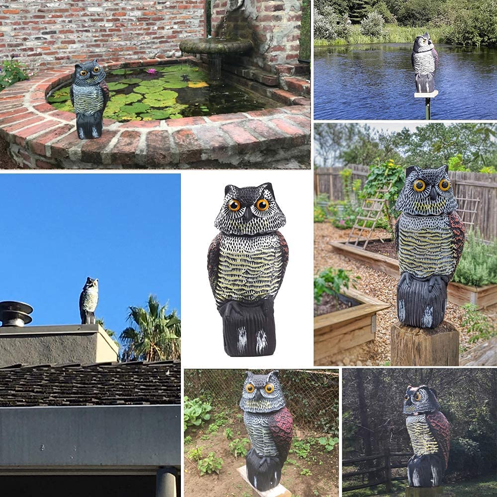 Fake Owl Sculpture with Rotating Head Owl for Garden
