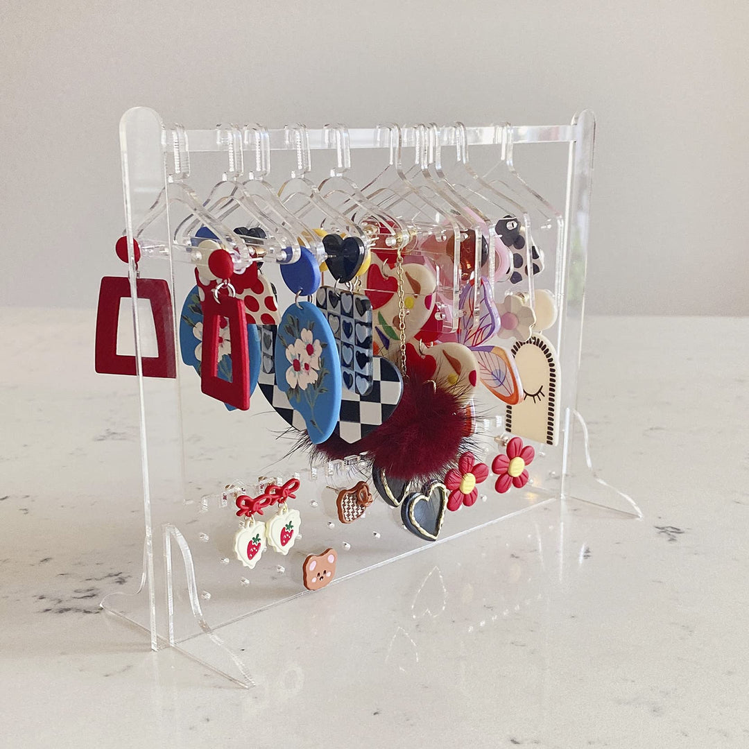 Cute Earring Rack Holder Coat Hangers Stand Unique Earring Closet Acrylic Earring Display Stand Earrings Organizer Ear Stud Holder (crystal clear)