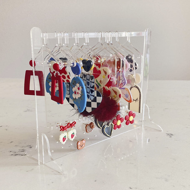 Cute Earring Rack Holder Coat Hangers Stand Unique Earring Closet Acrylic Earring Display Stand Earrings Organizer Ear Stud Holder (crystal clear)