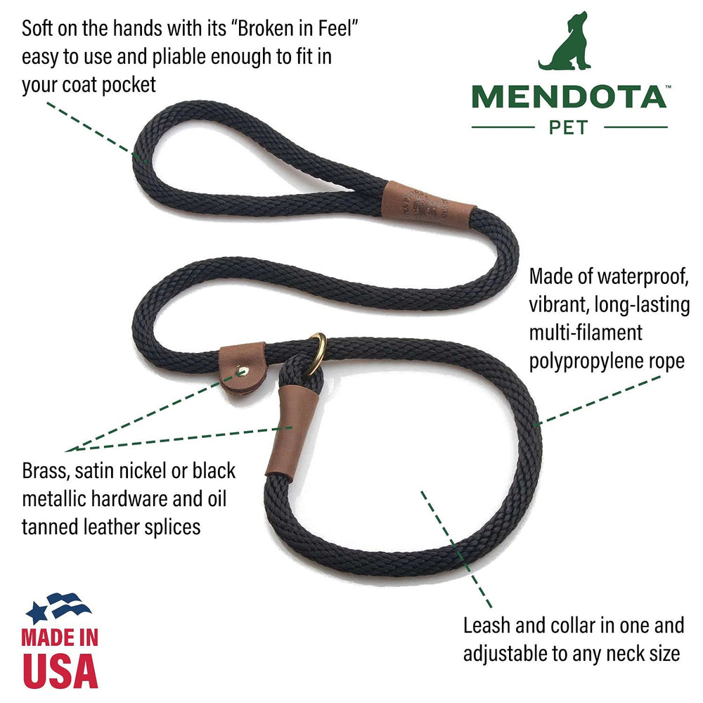 Pet Slip Lead, 1/2 X 6', Black, Dogs, Model:02803