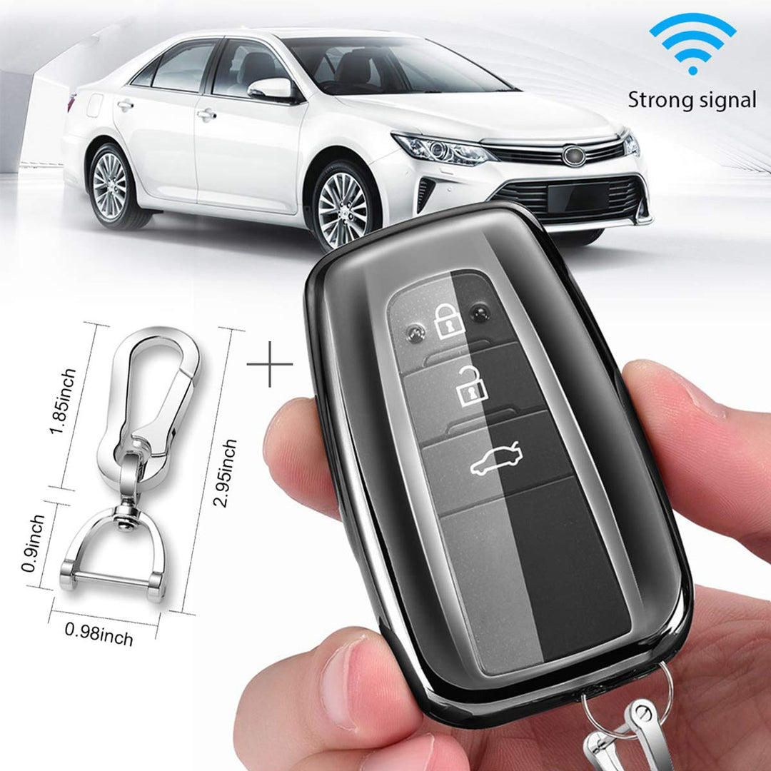 for Toyota Key Fob Cover with Keychain Soft TPU Key Fob Case All-Around Protection Key Case Compatible with 2018-2021 Toyota Camry RAV4 Avalon C-HR Prius Corolla Highlander