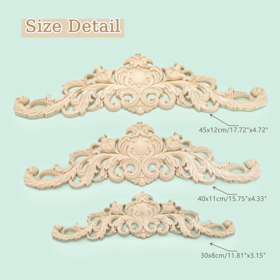 MUXSAM Long Wood Carved Appliques Onlays, 1-Pack Unpain