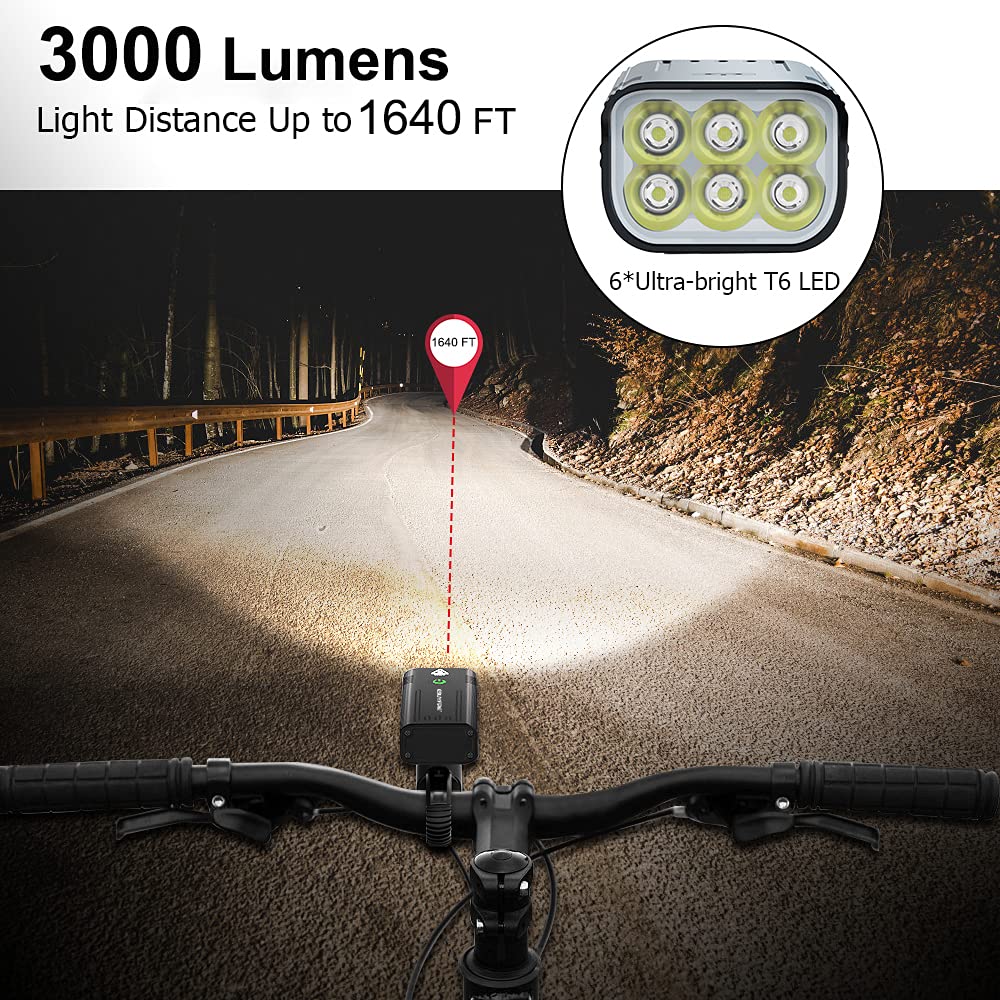 USB Bike Lights Front and Back, 6*T6 LED Rechargeable Bicycle Front Light Set, 3/5 Modes, 5V 1A Output Bike Headlight and Taillight Set for Night Riding (6 Led Front & Rear Light)