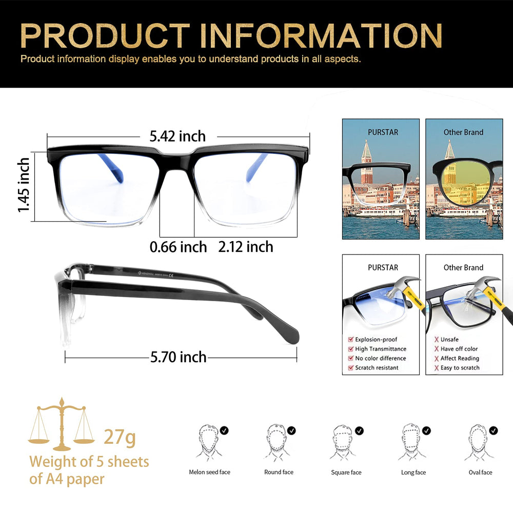Blue Light Blocking Computer Gaming Glasses 2 Pack Anti Glare Eyestrain Men/Women(C3C4)