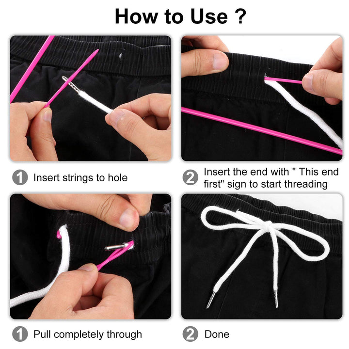 8PCS Drawstring Cord, Replacement Drawstring for Sweatpants, 57 Inch Drawstrings Replacement with Easy Threaders, Draw Strings for Shorts Pants Jackets Coats Hoodies (Black, White)