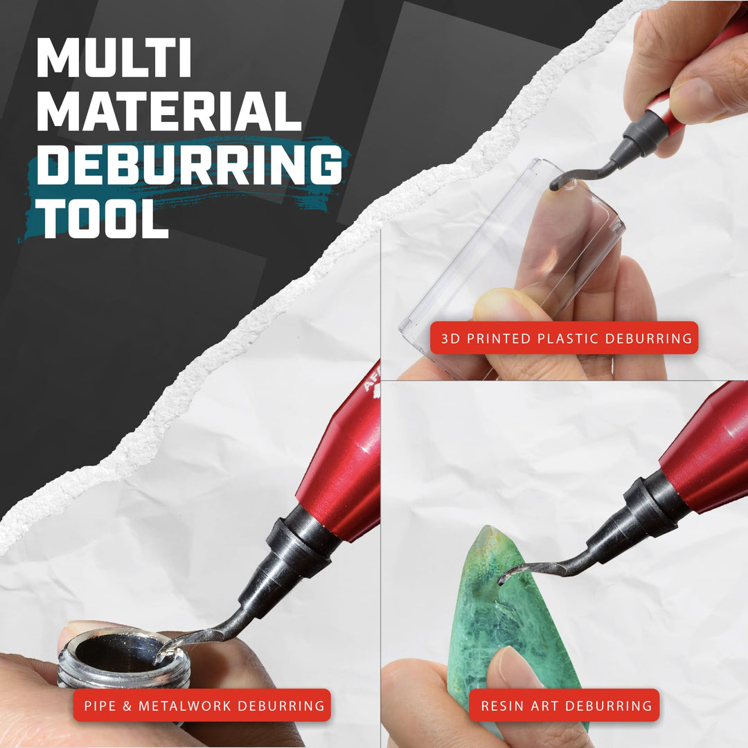 AFA Tooling - Deburring Tool with 11 High Speed Steel Swivel Blades - Works on Metal, Resin, PVC Pipes, Copper, Plastic and 3D Printed Edges - Plumbing &amp; 3D Printing Burr Removal Reamer Tool