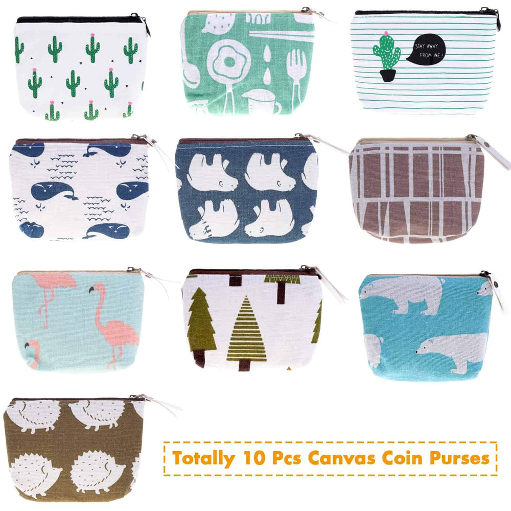 Small Coin Purse, 10 Pcs Small Canvas Purse Zipper Change Purse Small Zipper Pouch