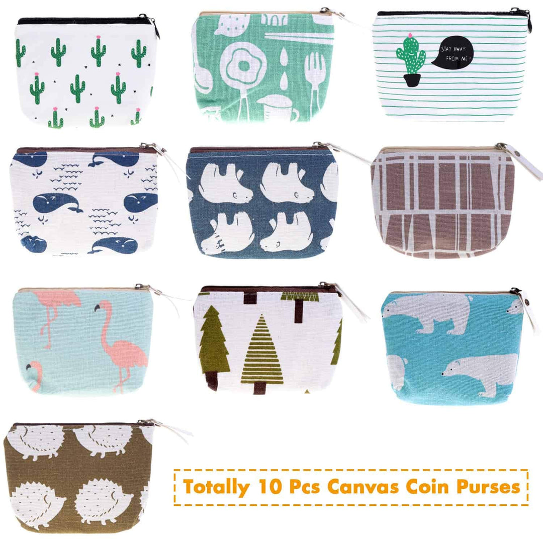Small Coin Purse, 10 Pcs Small Canvas Purse Zipper Change Purse Small Zipper Pouch