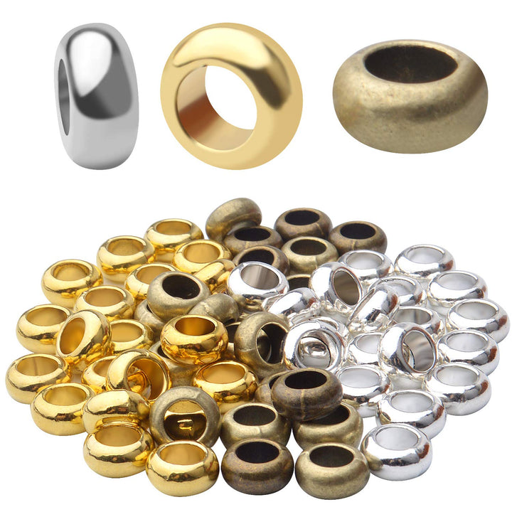 60pcs Rondelle Large Hole Spacer Beads Tibetan European