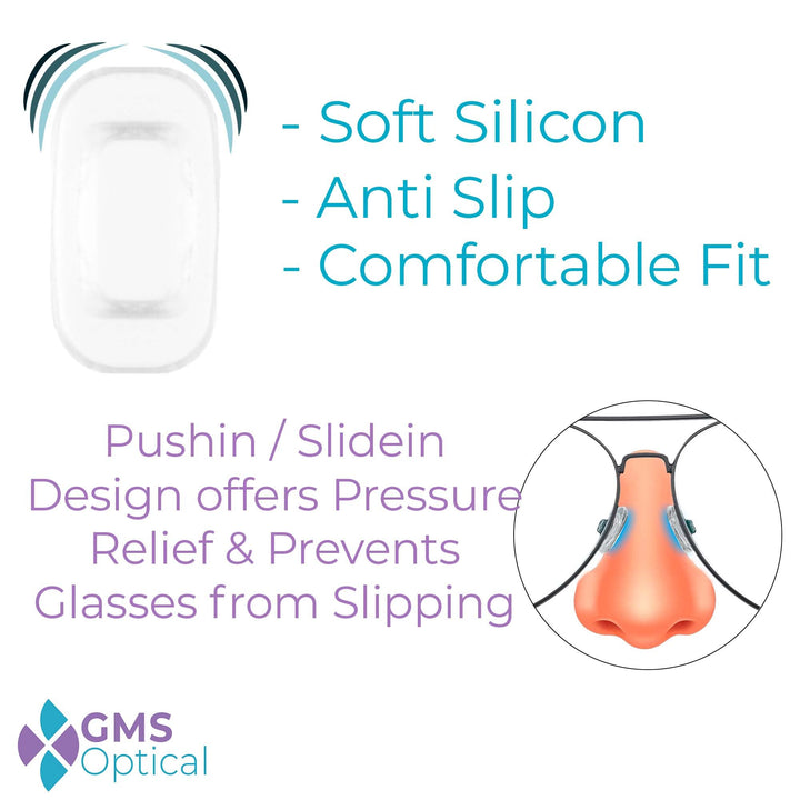GMS Optical Soft Silicone Push-in Rectangle Nose Pads f