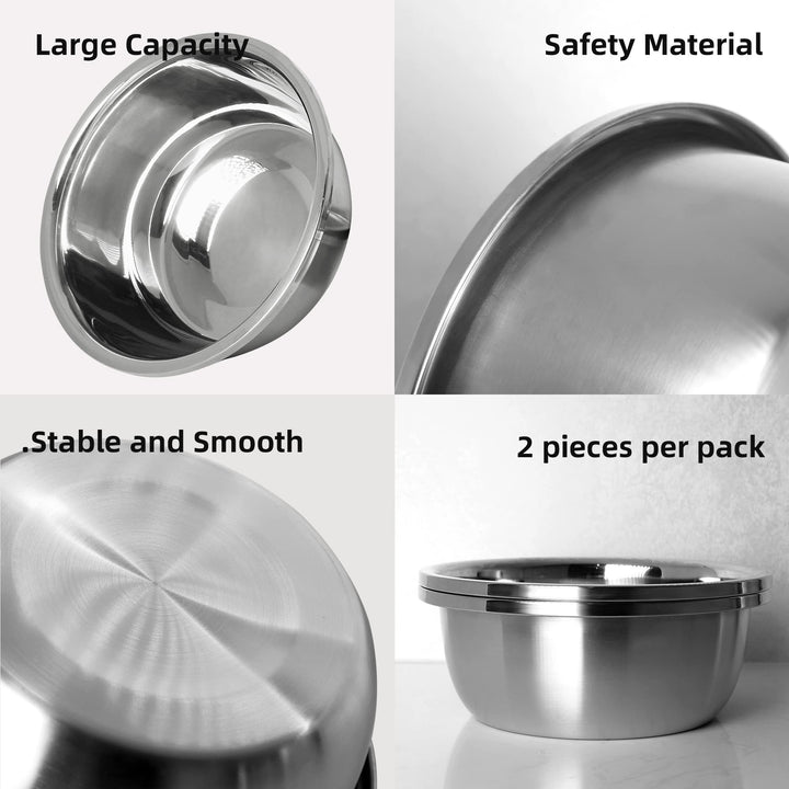 CHOEMORE Stainless Steel Large Dog Bowl Set of 2, with 176 oz (24cup) High Capacity Metal Dog Food Bowls,Desirable Water and Food Bowls for Large, X-Large, and Giant Dogs,Heavy Duty, BPA-Free