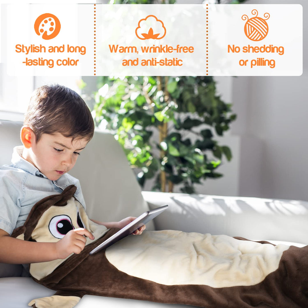 Catalonia Monkey Blanket for Kids, Hooded Wearable Snug