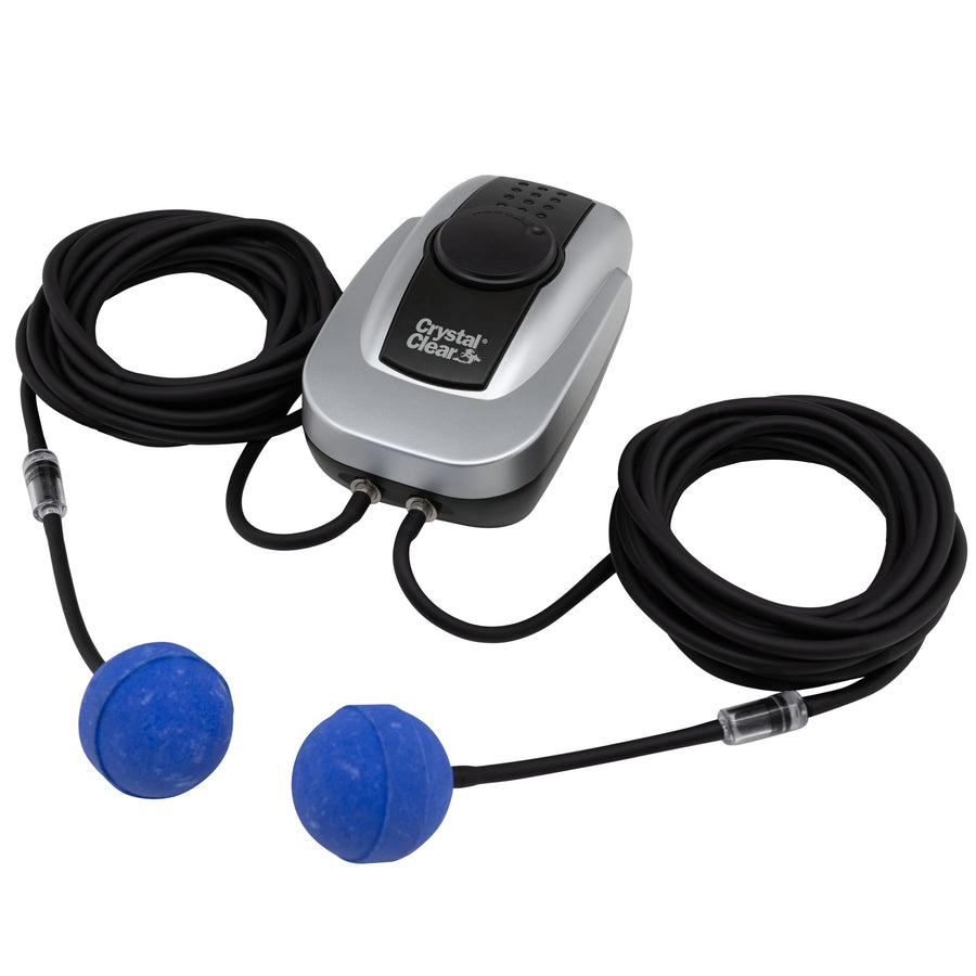 PondAir 2, Complete Aeration Kit, Whisper Quiet Water Garden Oxygenation Bubbler System Adds Oxygen to Koi & Fish Ponds, Outdoor Aerator Compressor Pump, Tubing & 2 Air Submersible Stone