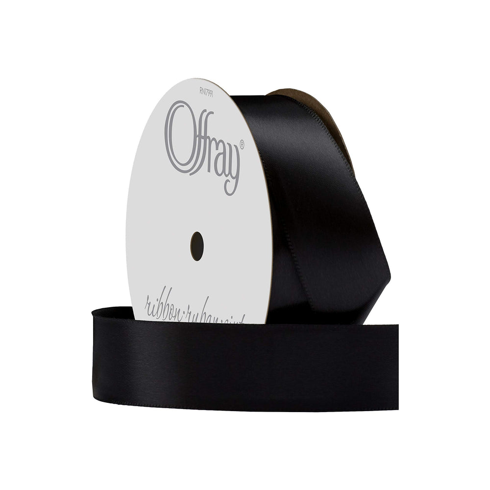 Berwick 072073 7/8 Wide Single Face Satin Ribbon, Black, 6 Yds