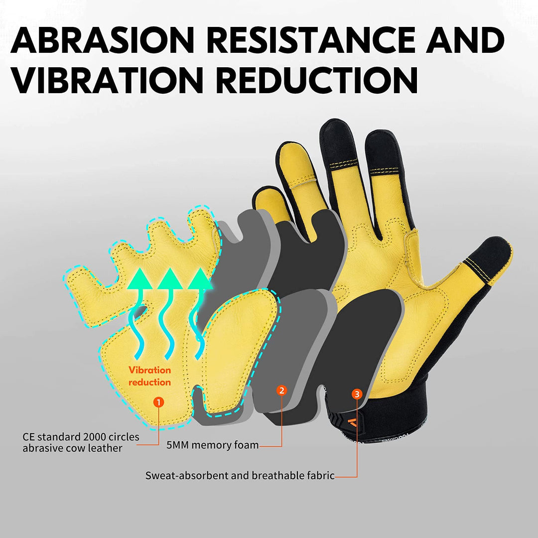 Vgo... 1-Pair Safety Work Gloves for Men,Anti-Vibration