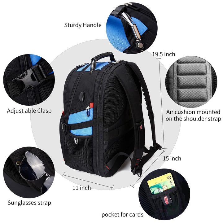 SHRRADOO Extra Large 50L Travel Laptop Backpack with US