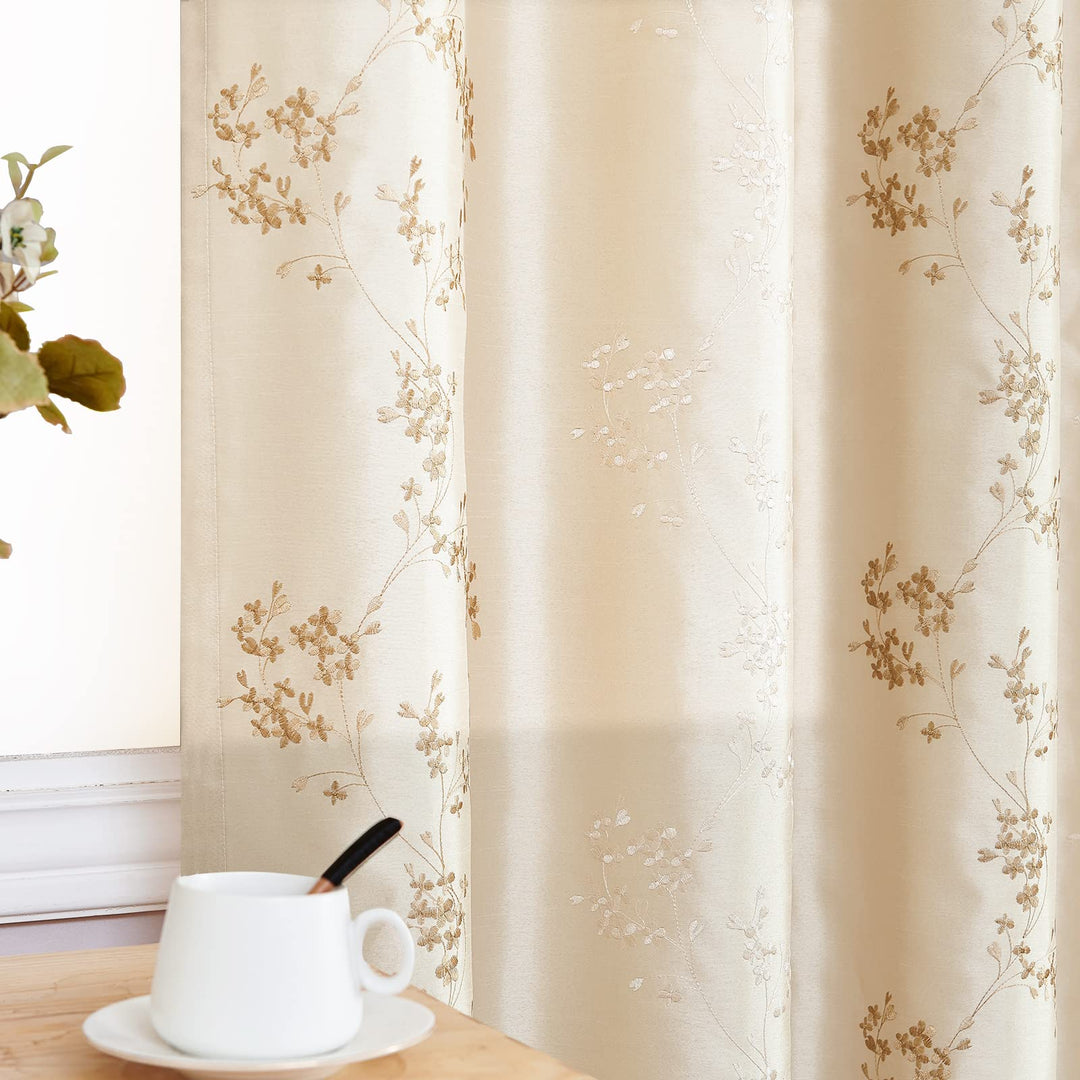 jinchan Floral Curtains Embroidered Curtains for Living