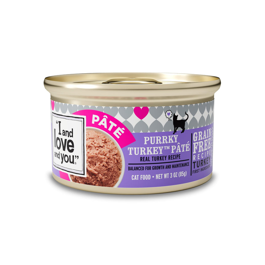 I and love and you Wet Cat Food - Purrky Turkey Pâté - Turkey Recipe, Grain Free, Filler Free, 3oz Pack of 24 Cans