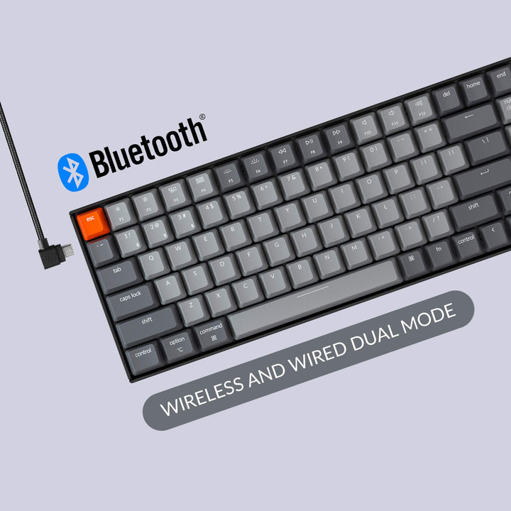 K4 96% Layout 100 Keys Wireless Bluetooth 5.1/Wired USB Mechanical Gaming Keyboard with Gateron G Pro Red Switch RGB Backlight N-Key Rollover for Mac Windows PC-Version 2