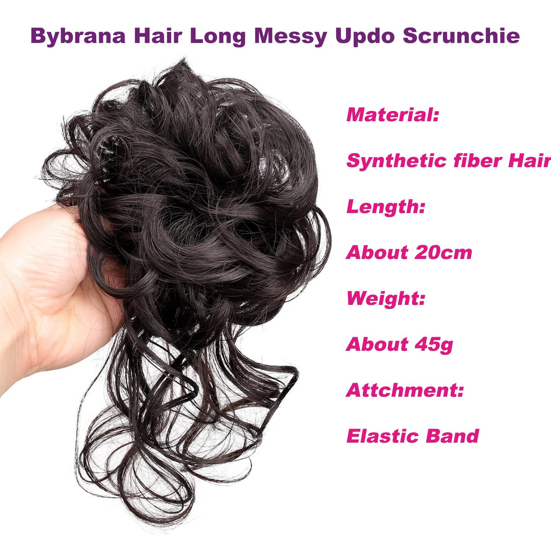 Bybrana messy buns for moman easy wear elegant save time black color high resistant fiber buns chignon