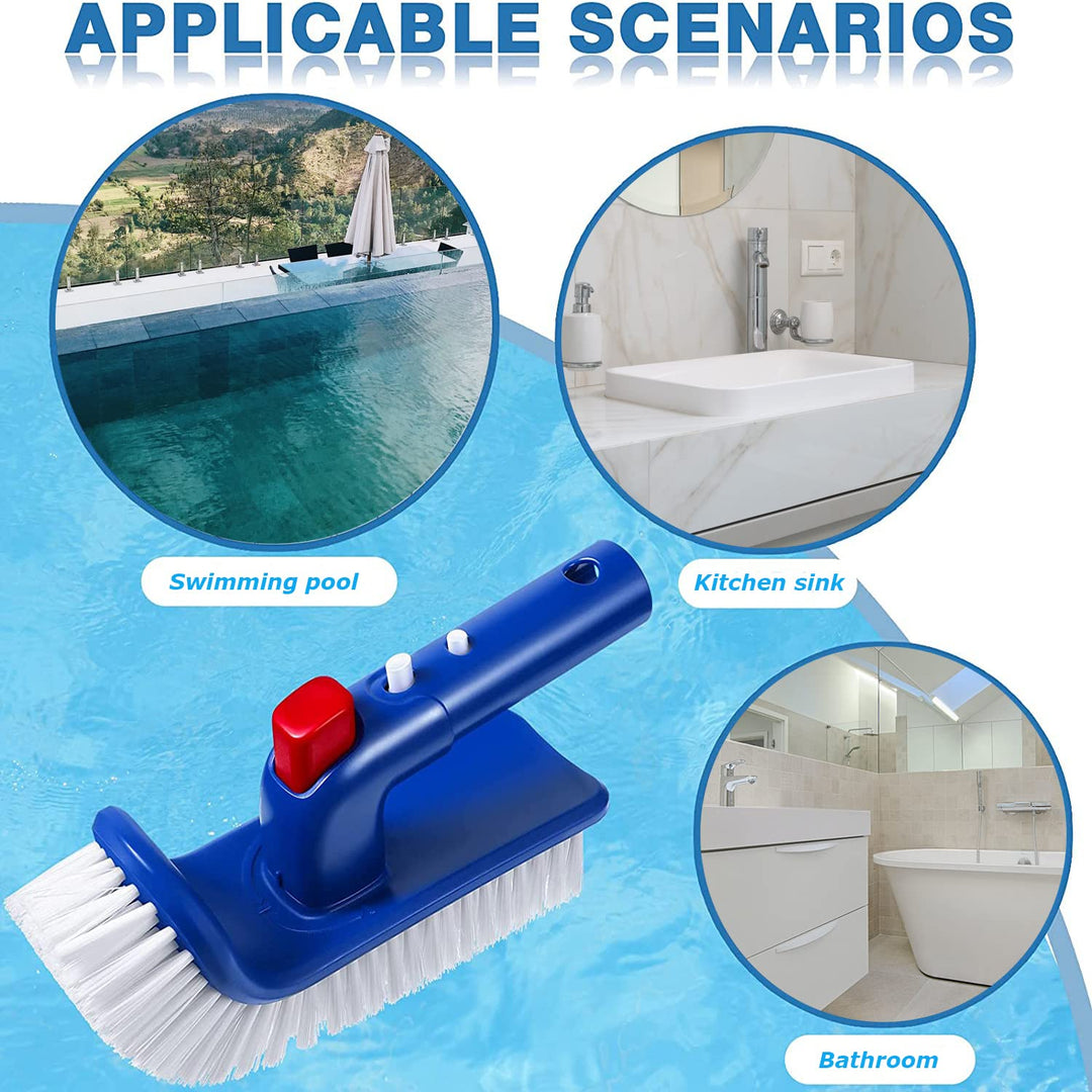 Pool Brush for Step &amp; Corner, Rotatable Hand Scrub Brush, for Spa, Bathroom, Floor, Hot Tub, Kitchen,Pool Waterline Swimming Pool Wall &amp; Tile Brush, Fine Bristles