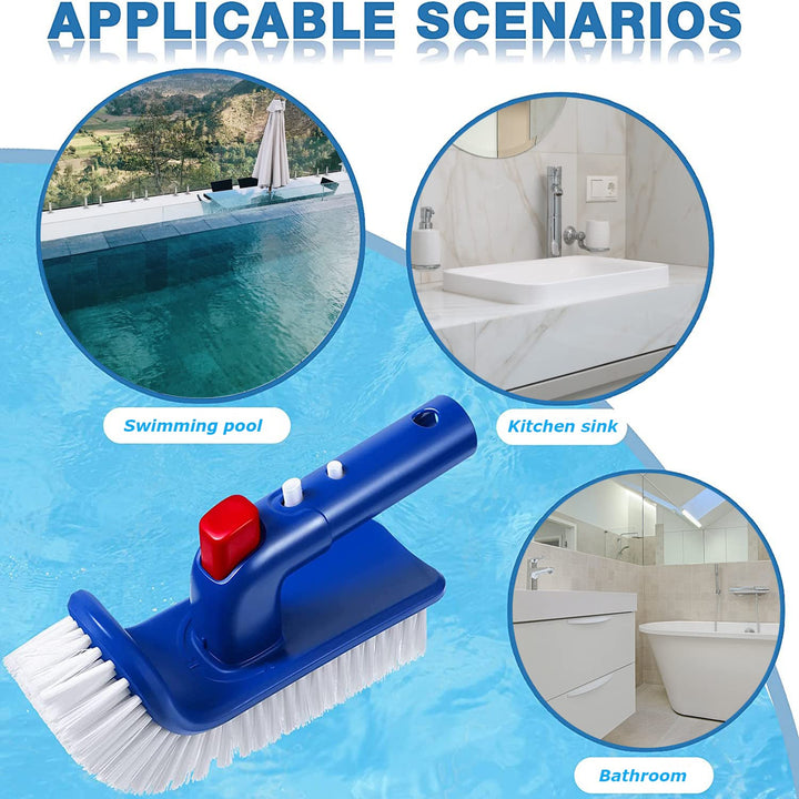 Pool Brush for Step &amp; Corner, Rotatable Hand Scrub Brush, for Spa, Bathroom, Floor, Hot Tub, Kitchen,Pool Waterline Swimming Pool Wall &amp; Tile Brush, Fine Bristles