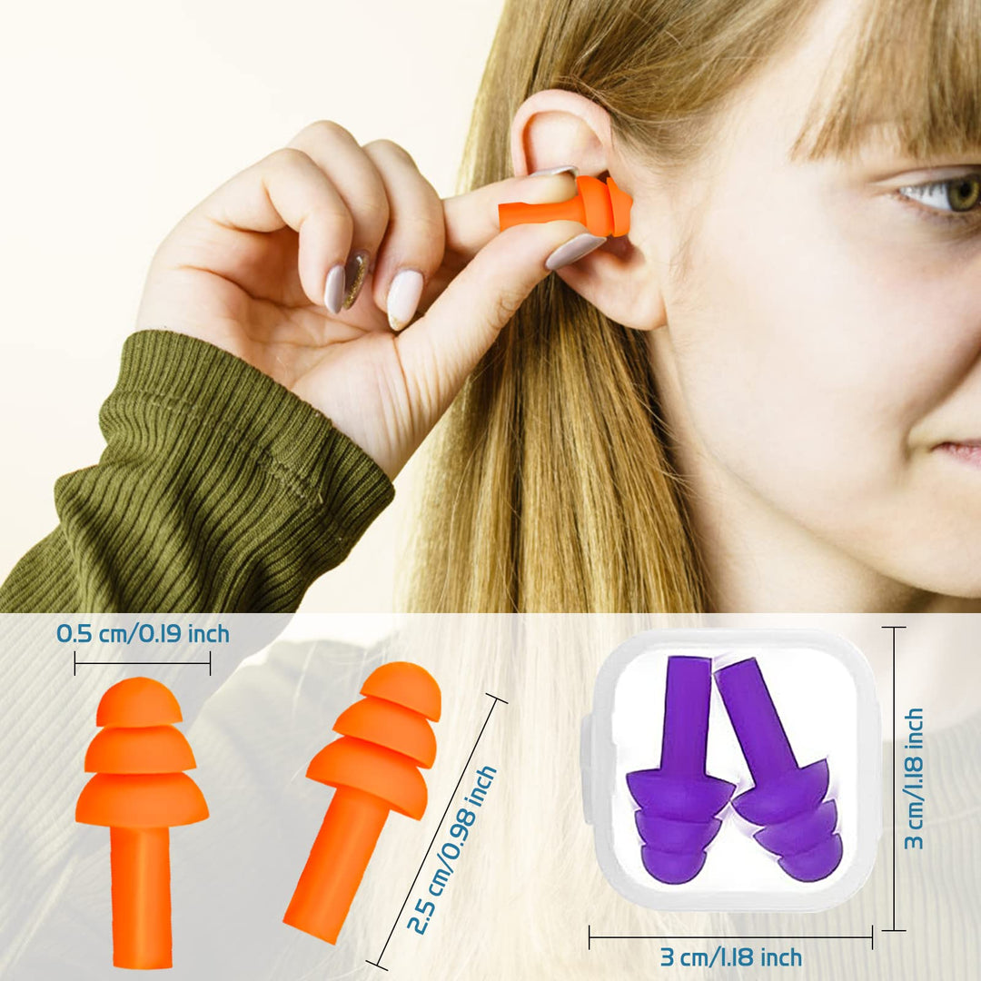 10 Pairs Swimming Earplugs Silicone Noise Cancelling Ear Plugs Reusable Waterproof Earplugs with Case for Swimming and Sleeping, 10