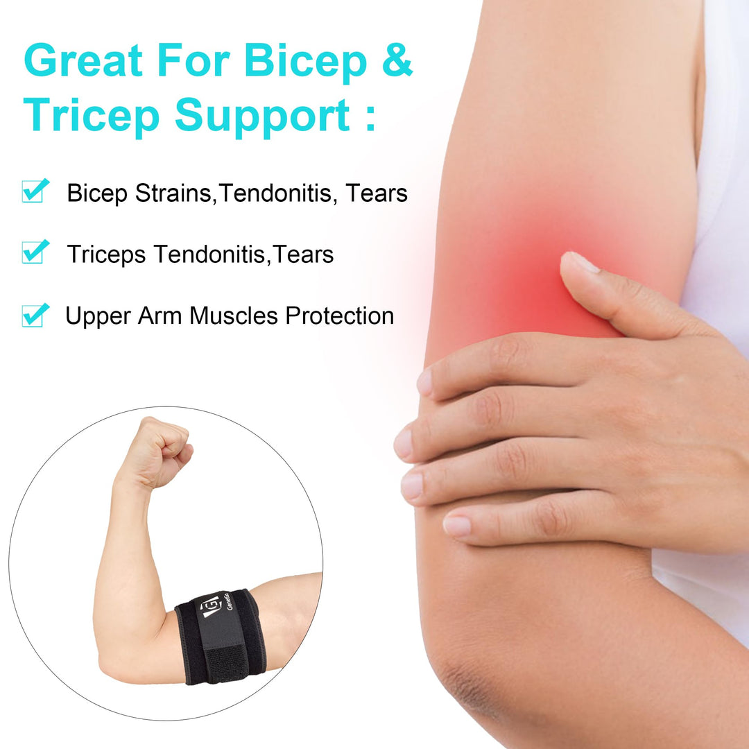 Bicep & Tricep Tendonitis Brace Compression Sleeve - Pain Relief for Bicep and Tricep Muscle Strains, Upper Arm Support (S/M Width-3)
