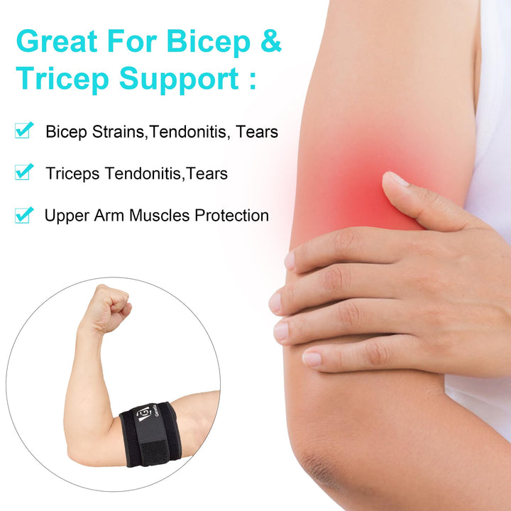 Bicep & Tricep Tendonitis Brace Compression Sleeve - Pain Relief for Bicep and Tricep Muscle Strains, Upper Arm Support (S/M Width-3)