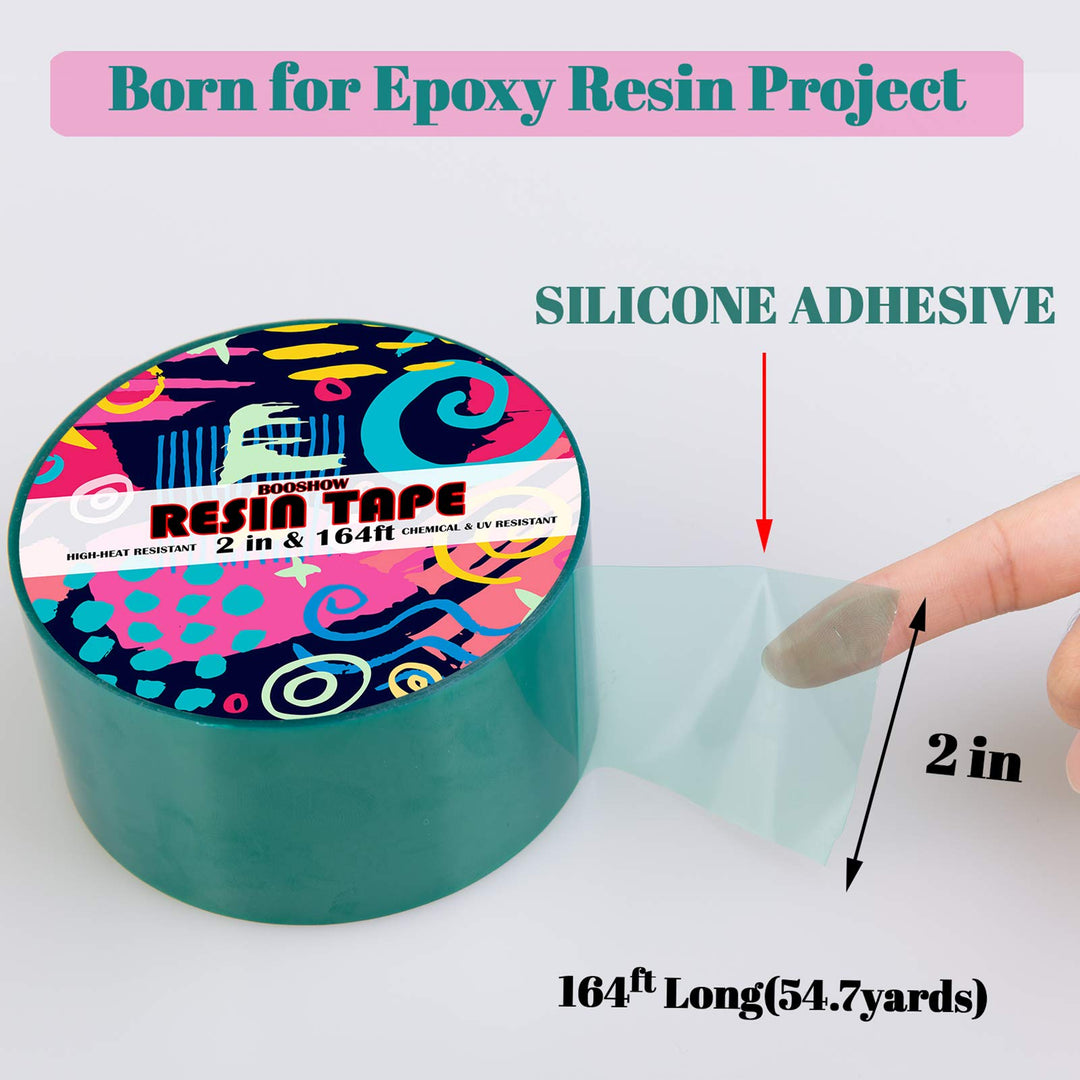 Resin Tape for Epoxy Resin Molding, Silicone Adhesive Tape, 2 inch Wide 164 Feet Long Traceless Craft Tape for Making River Tables Hollow Frame Bezels Epoxy Resin Craft Pendant
