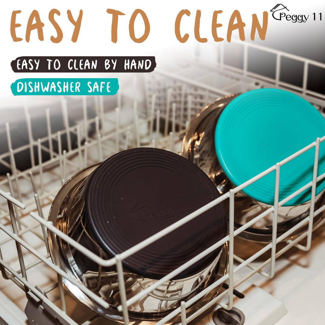 Deep Stainless Steel Anti-Slip Dog Bowls - 2-Pack, 8 Cups