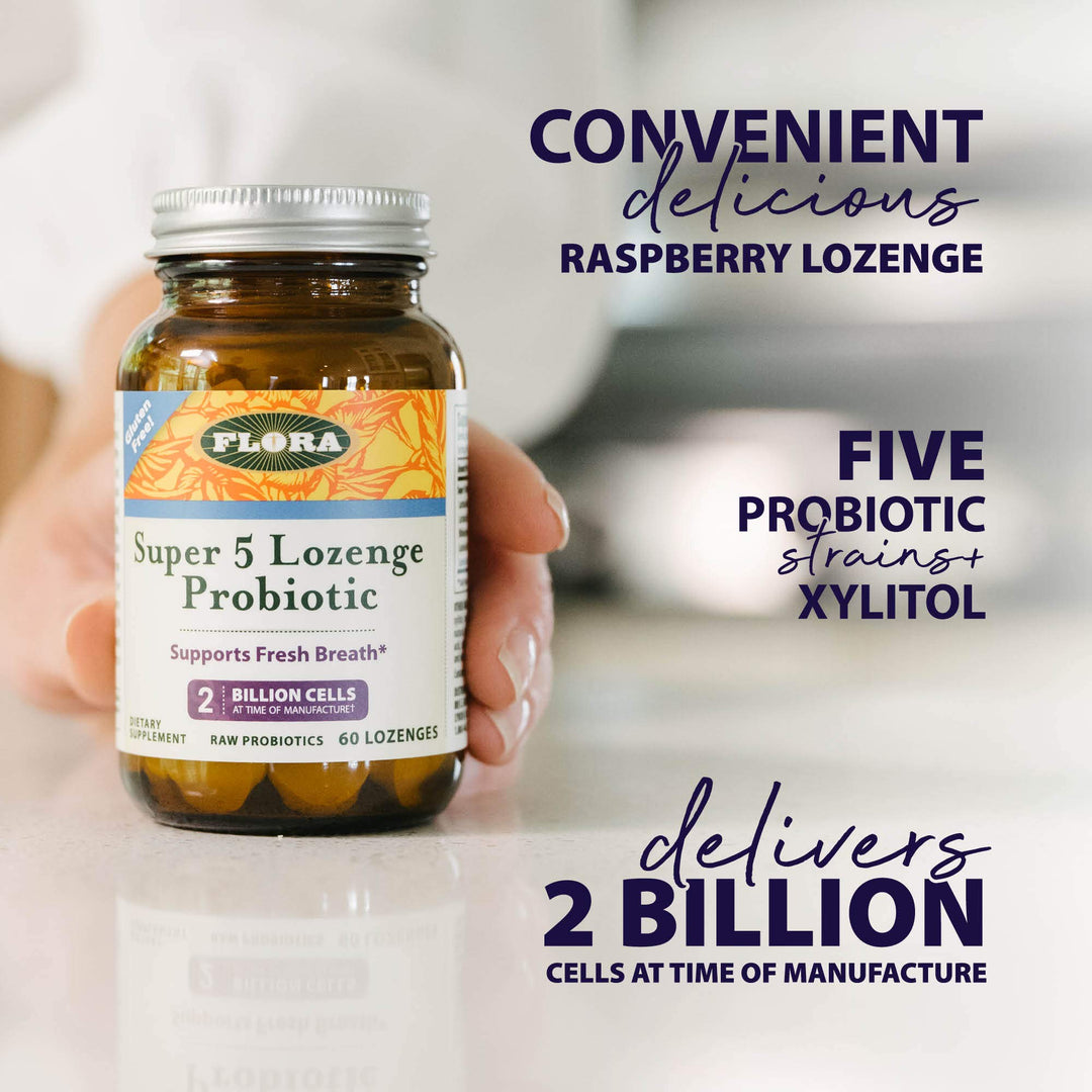 Flora - Super 5 Lozenge Probiotic, Raspberry Flavored O