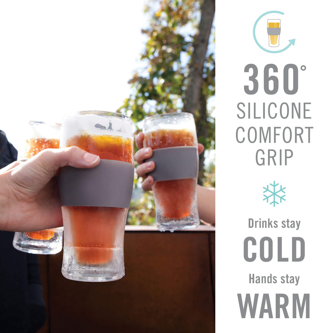 Freeze Beer Glasses, Frozen Beer Mugs, Freezable Pint Glass Set, Insulated Beer Glass to Keep Your Drinks Cold, Double Walled Insulated, 16oz, Grey