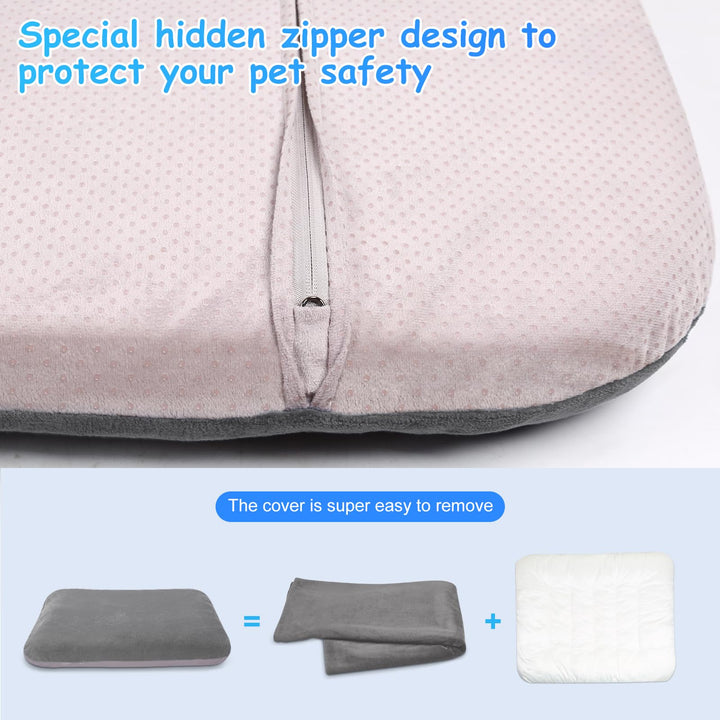 Super Soft Extra Large Dog Bed, 47 Inches Orthopedic Foam Dog Beds for XL Dogs, Jumbo Pet Bed with Anti Slip Bottom, Pets Sleeping Mattress with Removable and Washable Cover, Grey
