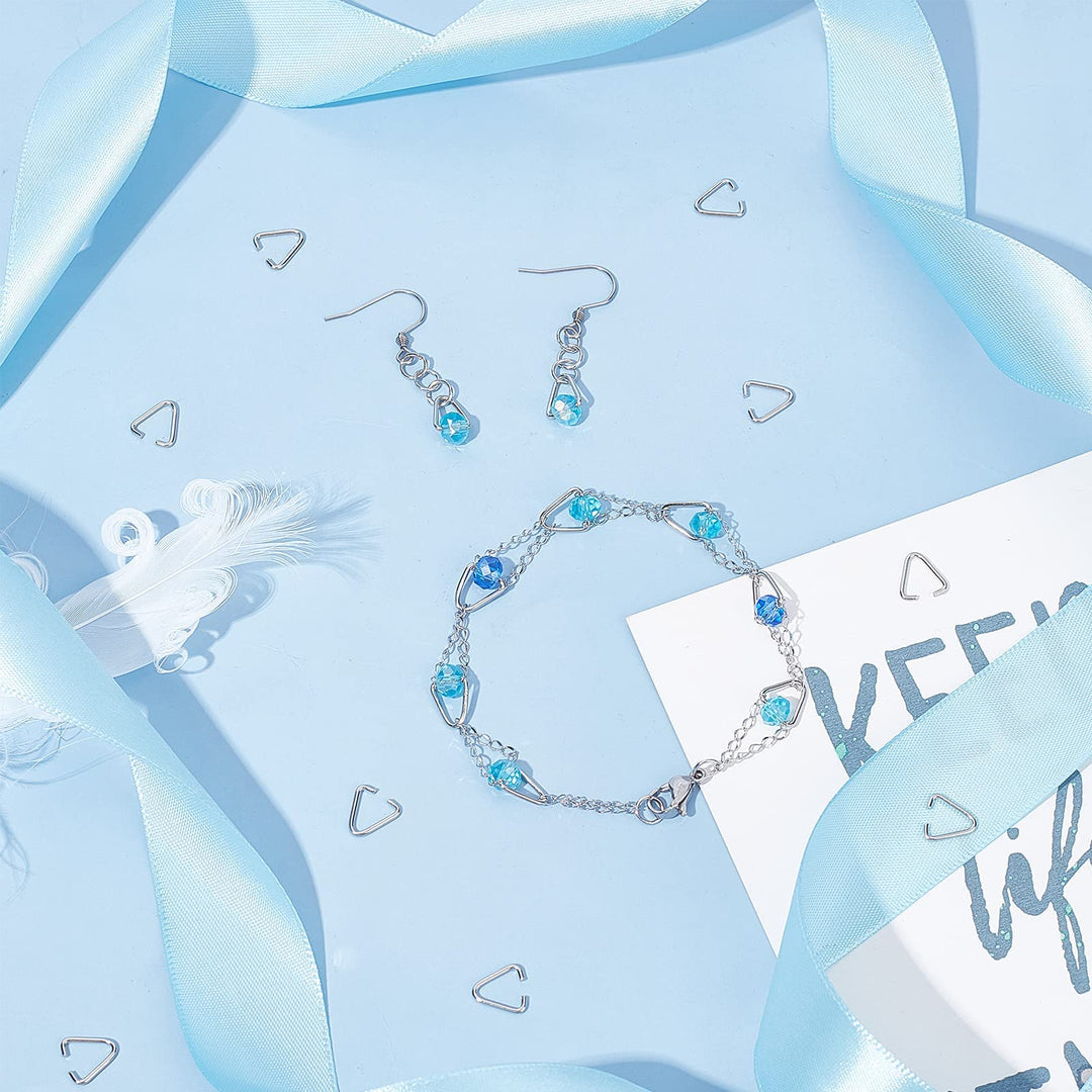 500 Pieces Triangle Open Jump Rings, Pinch Clip Bail Hang Drops Pendant Open Triangle Buckle Charm Bead Pendant Connector Findings for Decoration Jewelry DIY Accessories