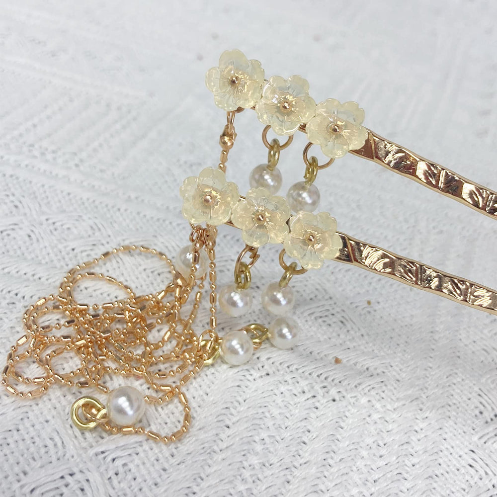 Chinese Hair Sticks with Tassel, Double Chain Hair Pin Vintage Tassel Hair Chopsticks Hanfu Chignon Hair Styling Accessories#3