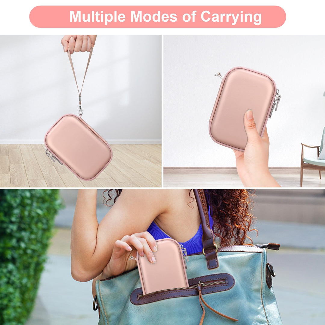 Carrying Case for HP Sprocket 2x3 Instant Smartphone Photo Printer, KODAK Step Wireless Mobile Photo Printer, Lifeprint 2x3 Photo Printer, Mesh Bag fit Photo Paper Cable, Rose Gold