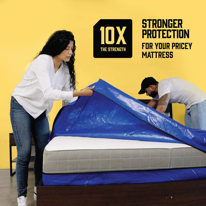 Mattress Bags for Moving with 8 Handles - Full Size - Extra-Thick Mattress Bag for Moving - Reusable Mattress Storage Bag - Mattress Cover for Moving with Zipper, Moving Mattress Bag Protector