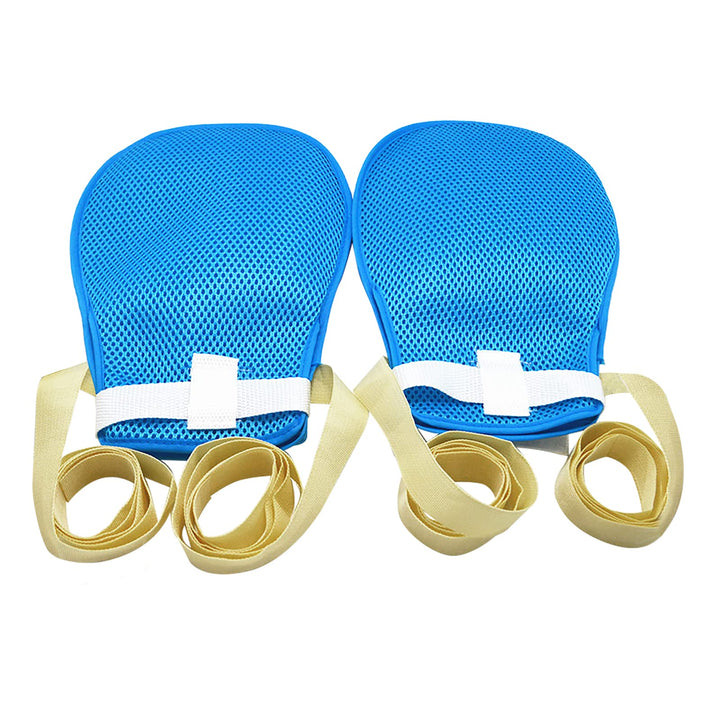 2 Pcs Hand Restraint Gloves Safety Breathable Anti Self Injury Scratch Control Mitts with Fixed Band for Elderly Patients Dementia