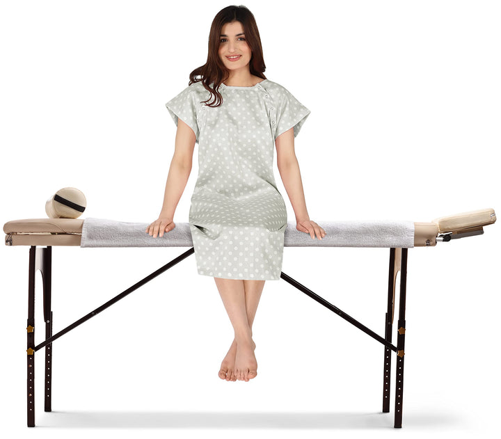 Utopia Care Women's Hospital Gown Soft Comfortable and Stylish Patient Gown, Small-Medium, Polkadots Grey